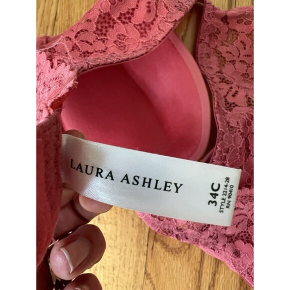 Laura Ashley 34C halter back lace pink blush padded underwire push-up Bra - Picture 3 of 4